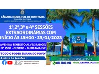 1ª,2ª,3ª e 4ª SESSÕES EXTRAORDINÁRIAS COM INÍCIO ÀS 13H00 - 23/01/2023