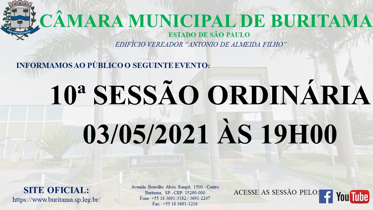 10ª SESSÃO ORDINÁRIA - 03/05/2021