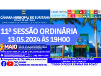 11ª SESSÃO ORDINÁRIA - 13.05.2024 - ÀS 19H00.