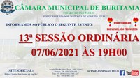 13ª SESSÃO ORDINÁRIA - 07/06/2021