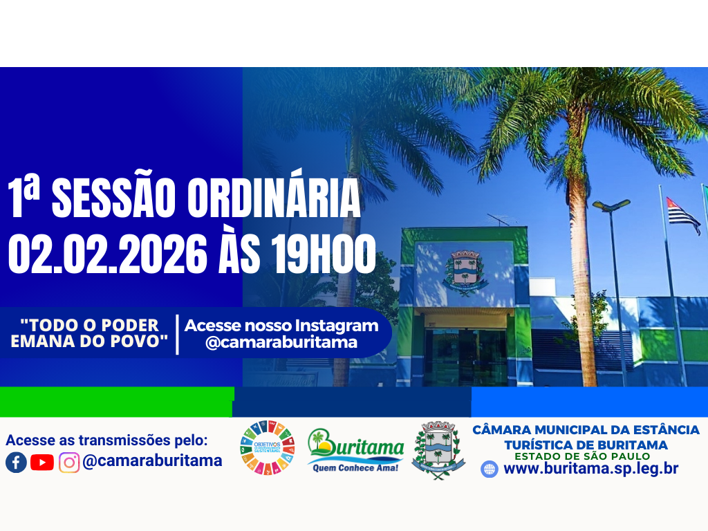 1ª SESSÃO ORDINÁRIA - 02.02.2026 ÀS 19H00.