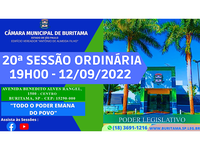 20ª SESSÃO ORDINÁRIA - 12/09/2022 ÀS 19H00.