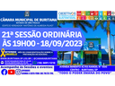 21ª SESSÃO ORDINÁRIA - 18.09.2023 ÀS 19H00.