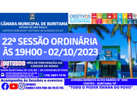 22ª SESSÃO ORDINÁRIA - 02.10.2023 ÀS 19H00.