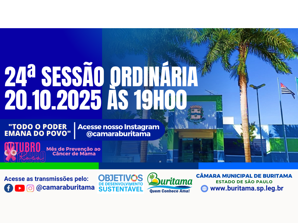 24ª SESSÃO ORDINÁRIA - 20.10.2025 ÀS 19H00.