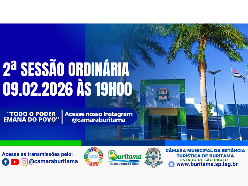 2ª SESSÃO ORDINÁRIA - 09.02.2026 ÀS 19H00.