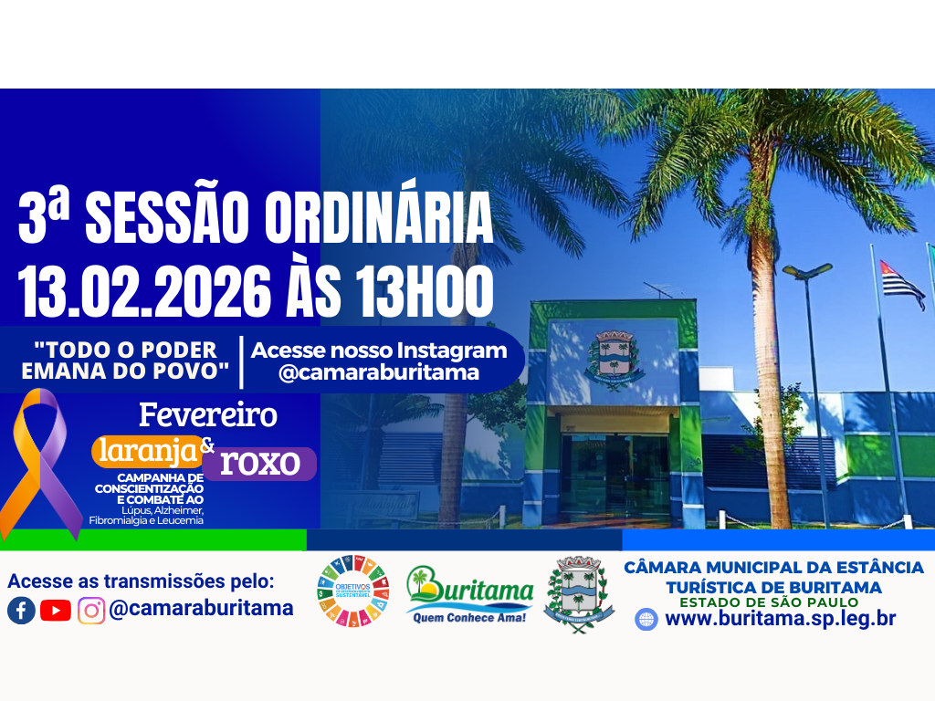 3ª SESSÃO ORDINÁRIA - 13.02.2026 ÀS 13H00.