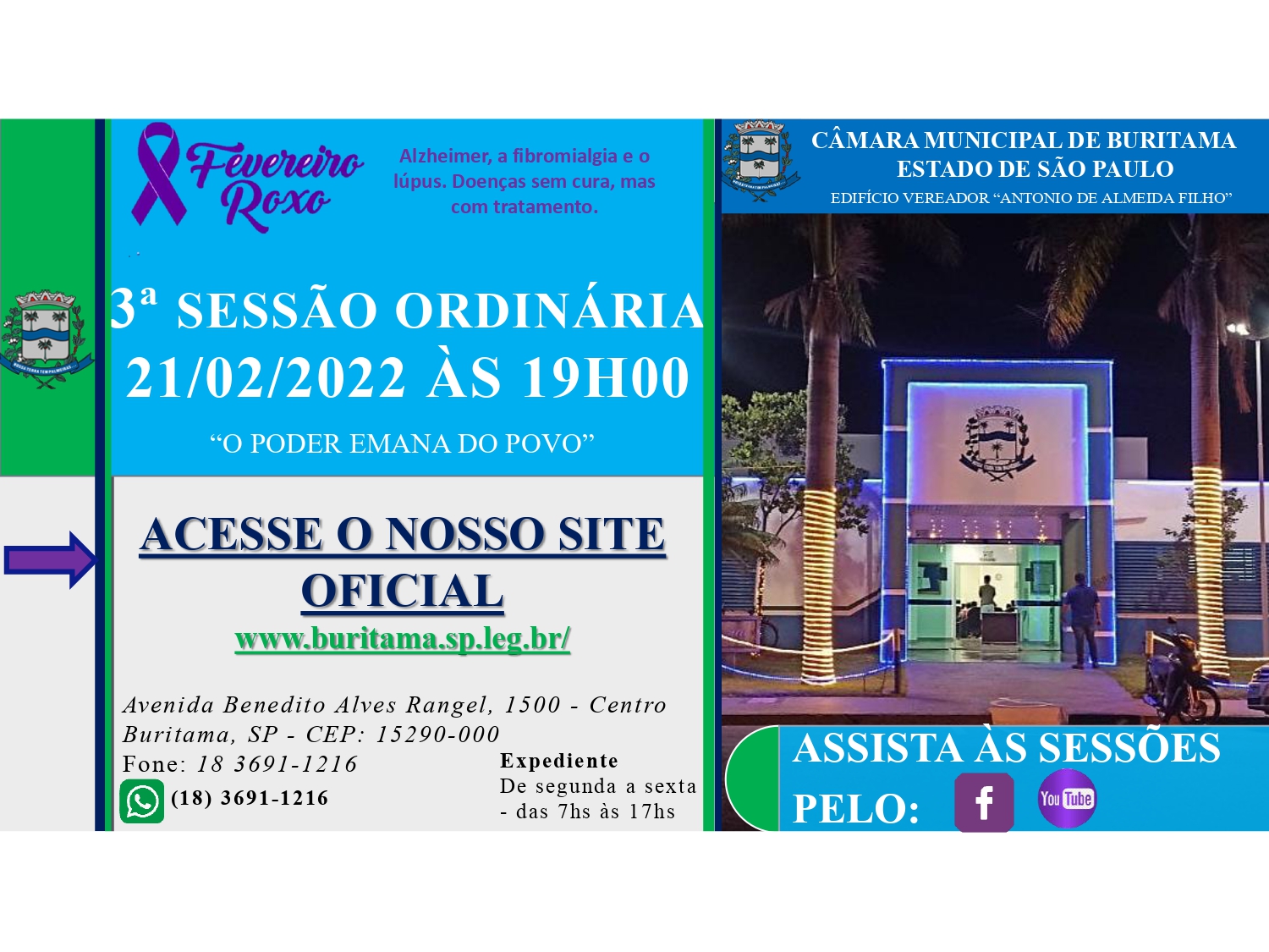 3ª SESSÃO ORDINÁRIA - 21/02/2022 - 19H00