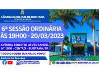 6ª SESSÃO ORDINÁRIA ÀS 19H00 - 20/03/2023
