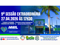 9ª SESSÃO EXTRAORDINÁRIA - 27.04.2026 ÀS 17H30.