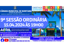 9ª SESSÃO ORDINÁRIA - 15.04.2024 - ÀS 19H00. 9ª SESSÃO ORDINÁRIA - 15.04.2024 - ÀS 19H00.