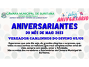 ANIVERSARIANTES DO MÊS DE MAIO ANIVERSARIANTES DO MÊS DE MAIO