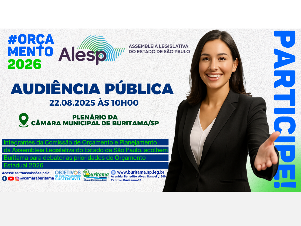 Buritama recebe Audiência Pública da ALESP para debater prioridades do Orçamento Estadual 2026.