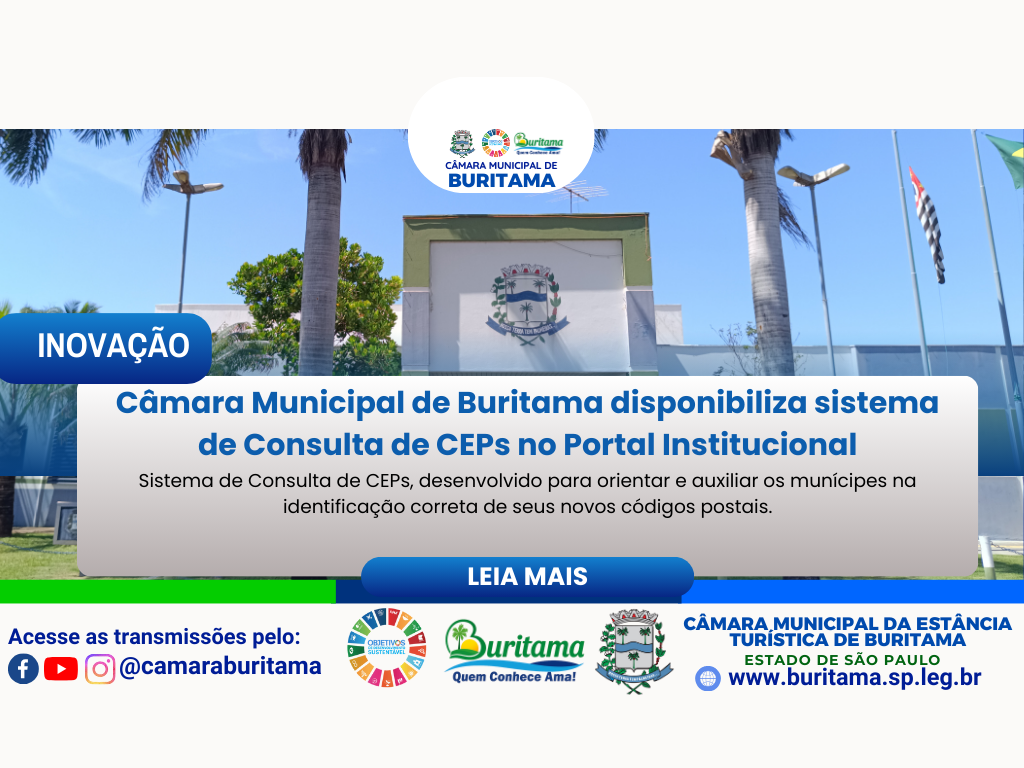 Câmara Municipal de Buritama disponibiliza sistema de Consulta de CEPs no Portal Institucional
