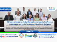 Câmara Municipal de Buritama Homenageia Professora Luciana de Azevedo Ponce com Moção de Aplauso