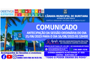 COMUNICADO - ANTECIPAÇÃO DA SESSÃO ORDINÁRIA DO DIA 21/08/2023 ÀS 20H00 PARA O DIA 16/08/2023 ÀS 13H00