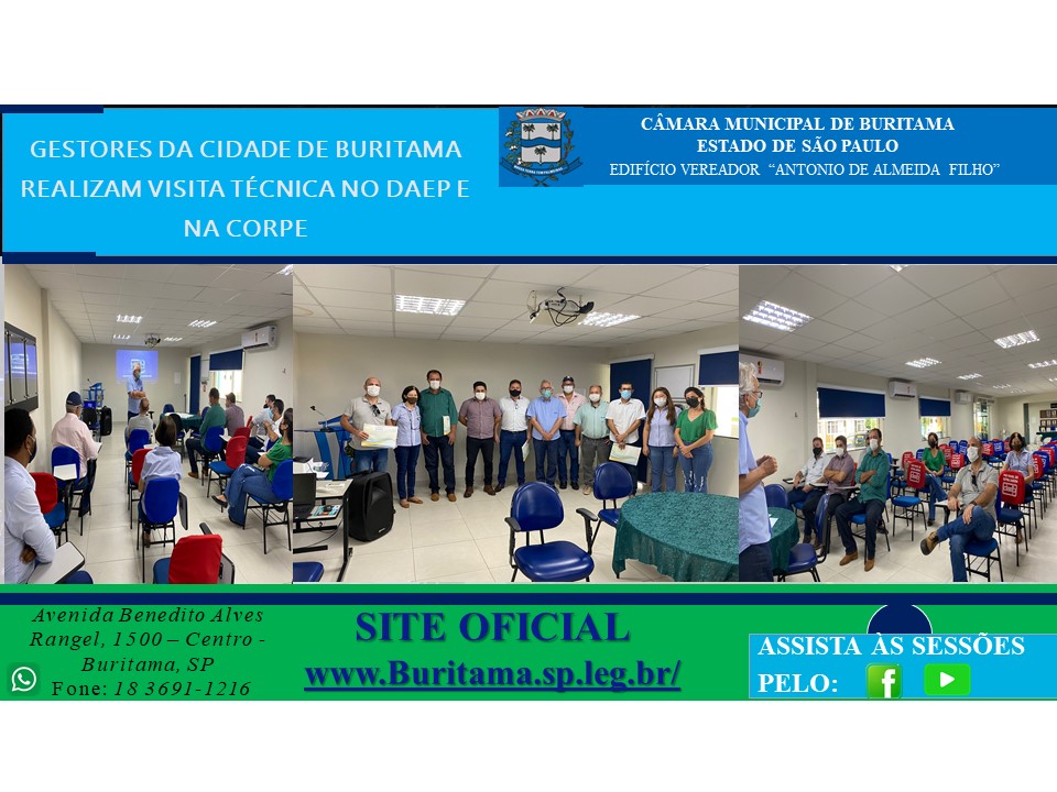 GESTORES DA CIDADE DE BURITAMA REALIZAM VISITA TÉCNICA NO DAEP E NA CORPE