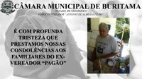NOTA DE PESAR PELO EX-VEREADOR "PAGÃO"